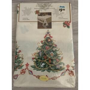 Benson Mills Fabric Tablecloth 52 x 70 Christmas Tree Holiday Vtg New In Pkg